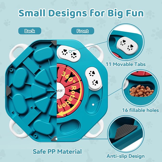 MateeyLife Dog Puzzle Toy for Smart Dogs, Mental Stimulation Dog Enrichment Toys, Treat Dispensing Dog Toys to Keep Them Busy for Small and Medium Dogs, IQ Training Puzzle Feeder, Level-2 (Blue)