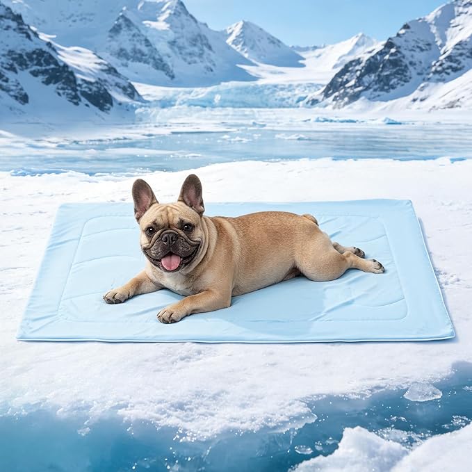 Mora Pets Premium Cooling Blanket for Dogs, Q-MAX>0.5 Washable Breathable Cooling Mat, Lightweight Soft Summer Pet Throw Blanket, Furniture Protector Bed Couch Cover for Small Dog Cat, Blue, 29x40