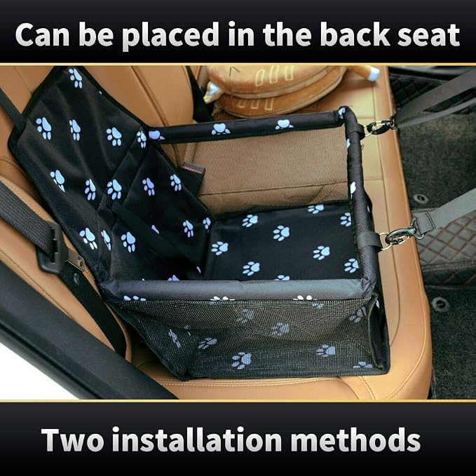 Dog Car Seat Puppy Portable Pet Booster Car Seat with Clip-On Safety Leash and PVC Support Pipe, Anti-Collapse,Perfect for Small Pets