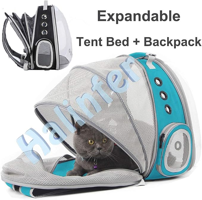 Back Expandable Cat Backpack Carrier, Fit up to 12 lbs, Space Capsule Bubble Window Pet Carrier Backpack for Cat and Small Puppy