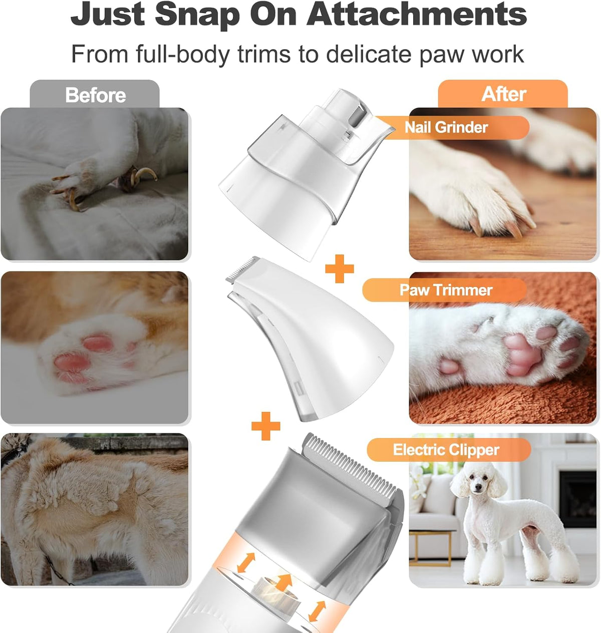 Afloia 6-in-1 Dog Grooming Kit, Pet Grooming Vacuum for Shedding, Dog Hair Vacuum with Clipper Nail Trimmer Grinder, Pet Brush Groomer at Home, Low Noise Cats Hair Remover, 1.5L Dust Cup, White