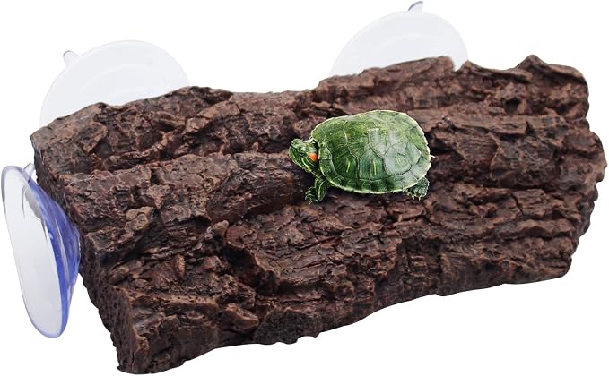 Turtle Basking Platform with 3 Suction Cups,for Frogs,Tortoise,Brown | 8.66" Floating Resting Terrace, |Adjustable Level | Natural Rock Texture, Anti-Skid | for Fish Tank, Aquarium, Terrarium
