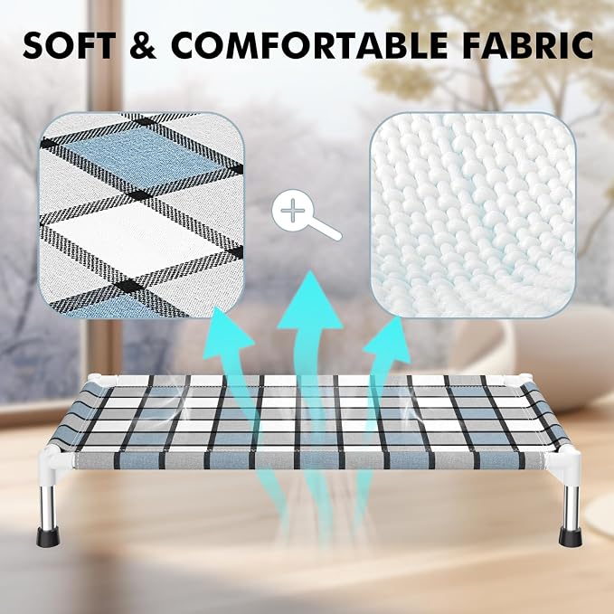 Caghash Elevated Outdoor Raised Dog Bed, Lifted Dog Cot for Medium Pet | Breathable Fabric Dog bed for Indoor & Outdoor, Stainless Steel, Anti-Slip Pet Bed