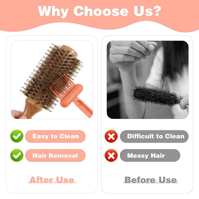 3PCS Hair Brush Cleaning Tool, 2-In-1 Comb Cleaner with Pick and Bristles, Effective Hairbrush Cleaner Small and Portable Suitable for Home Salon Travel Use, Comb Brush for Women (Gray, Green, Orange)