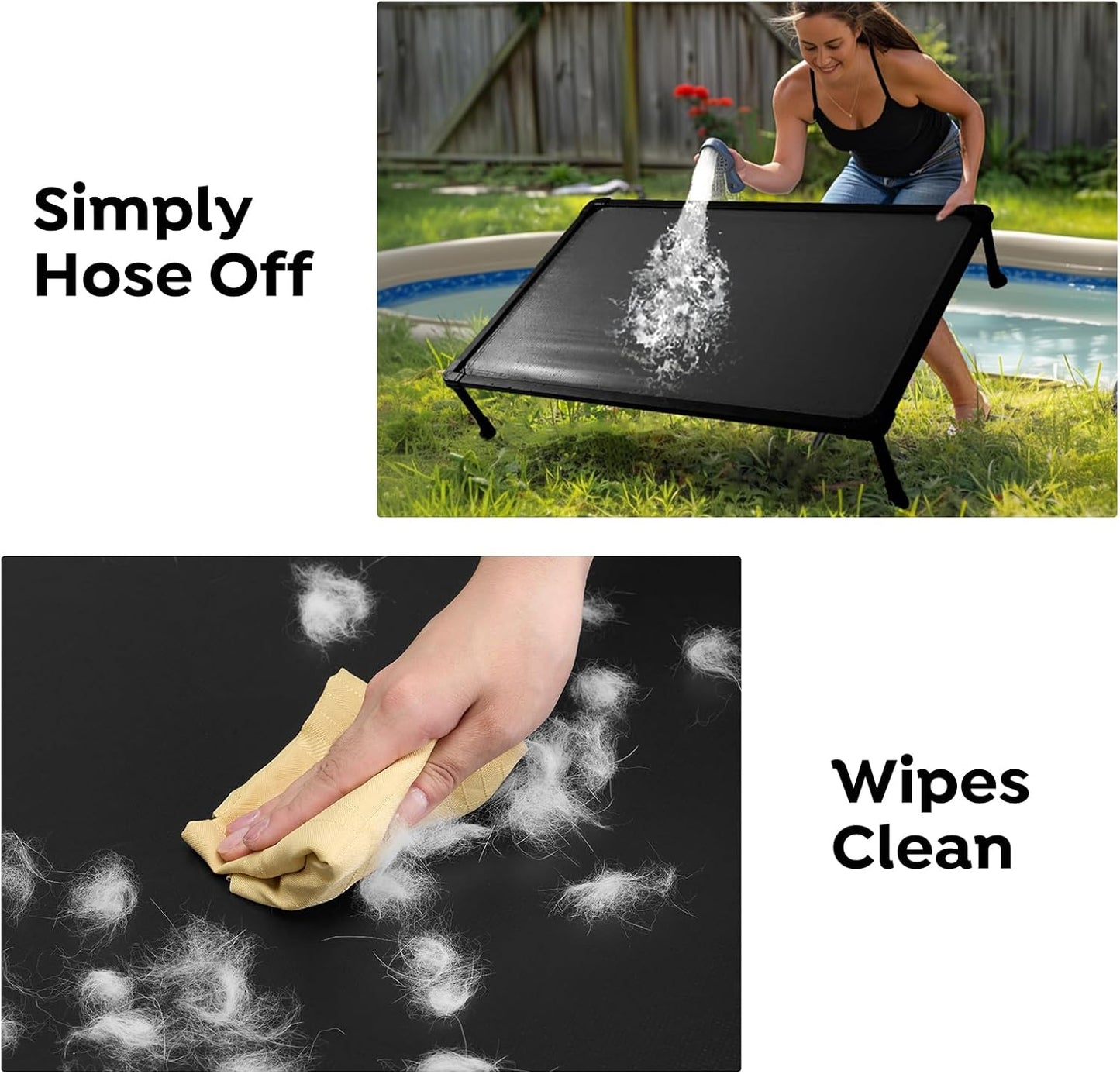 Veehoo Chew-Proof Elevated Dog Bed, Durable Training Platform for Large Dogs, Indoor/Outdoor Raised Pet Cot, Black, 41x27inches, Model CWC2420CP