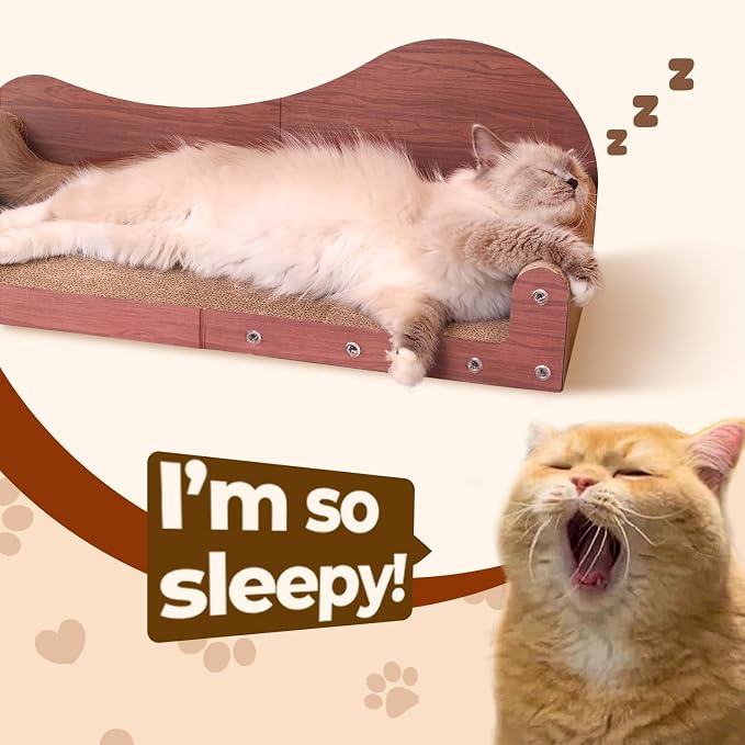 ComSaf Cat Scratcher Bed 26.4 in, Large Cardboard Cat Scratching Board | Scratch Pad Lounger, Sofa Couch Shape, Corrugated Cardboard, Furniture Protection, Indoor Resting Spot, Claw Care