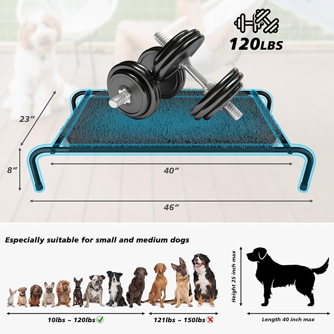 Rundik Elevated Dog Bed with Snuffle Mat Feature 2 in 1, Raised Dog Bed for Indoor and Outdoor Use Portable Warm Pet Cot with Puzzle Feeding Game for Slow Eating, Suitable for Small Medium Large Dogs