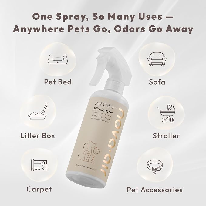 Pet Safe Odor Eliminator for Home - Multi-Purpose Deodorizer Spray for Cat Litter Box, Dog Poop, Urine Smells, Carpet, Car, Room | Unscented, Non-Toxic, Fragrance-Free, Lab-tested (10.1 Oz)