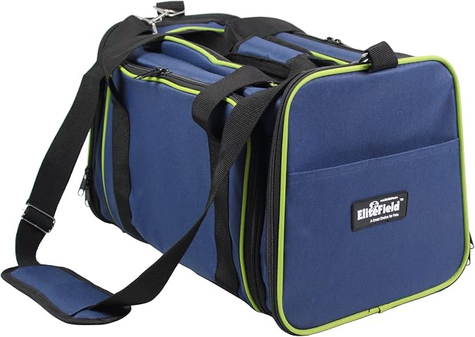 EliteField Expandable Soft Pet Carrier (3 Year Warranty, Airline Approved), Multiple Sizes and Colors Available (20" L x 12" W x 11" H, Navy Blue)
