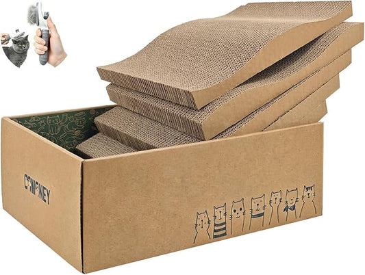 Comoney Cat Scratcher 5 Pack, Reversible Corrugated Cardboard Cat Scratch Pads for Indoor Cats, Cat Scratching Boards to Protect Furniture, Cats