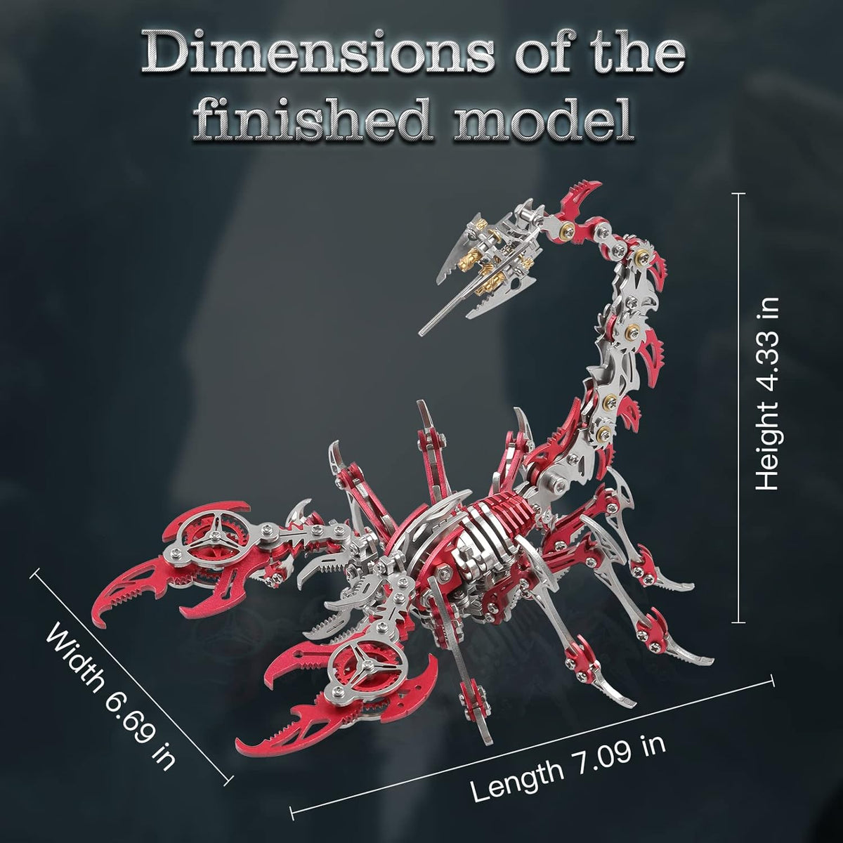 Scorpion 3D Metal Puzzles Kits for Adults Teens – 454 Pcs – Mechanical Assembly Models – 4 Hours to Build – Ideal for Gifts and Decorations (Red)