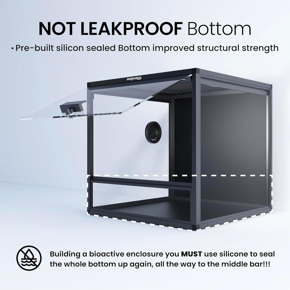 MagicCube 18'' x 18'' x 18'' Reptile Tank with Lock, 24 Gallon Reptile Terrarium with Flip-Up Tempered Glass Door, Top Screen Ventilation for Leopard Gecko - Bottom Not Leakproof