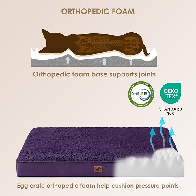 EHEYCIGA Orthopedic Dog Bed Extra Large with Removable Washable Cover, 41IN | Egg Crate Foam Support, Durable Oxford fabric, Non-Slip Bottom, Machine Washable, Soft Waterproof Plush Pet Bed Mat For Crate