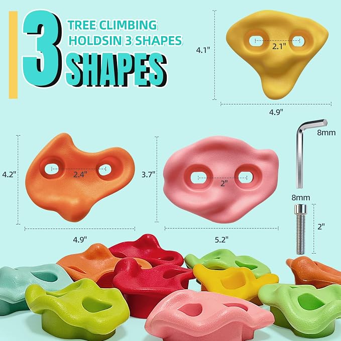 30 PCS Rock Climbing Holds for Kids, Climbing Rock Wall Grips, Adult Rock Wall Climbing Kit Large Climbing Holds for Play Set with Hardware for Indoor and Outdoor Climbing Wall Holds（Pastel Color）