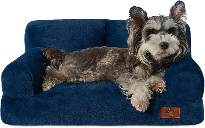 Hollypet Small Dog Large Cat Bed Puppy Couch Beds for Pets up to 25 lbs | Fluffy Dog Cat Couch Plush Soft Warming Pets Beds with Machine Washable Cover and Non-Slip Bottom