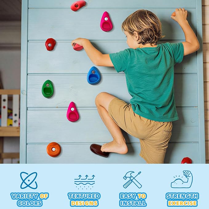 36 PCS Rock Climbing Wall for Kids,Rock Wall Climbing Holds,Adults Climbing Wall Grip Kits Holds Up to 230 lbs for Outdoor Indoor Home Playground Climbing Wall Holds
