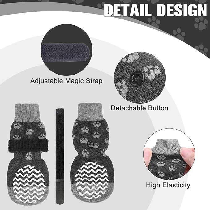 EXPAWLORER 6Pcs Anti Slip Dog Socks to Prevent Licking Paws, Dog Shoes for Hot Pavement Double Sides Dog Boots & Paw Protectors Booties for Hardwood Floors with Grippers Small Medium Large Senior Dogs