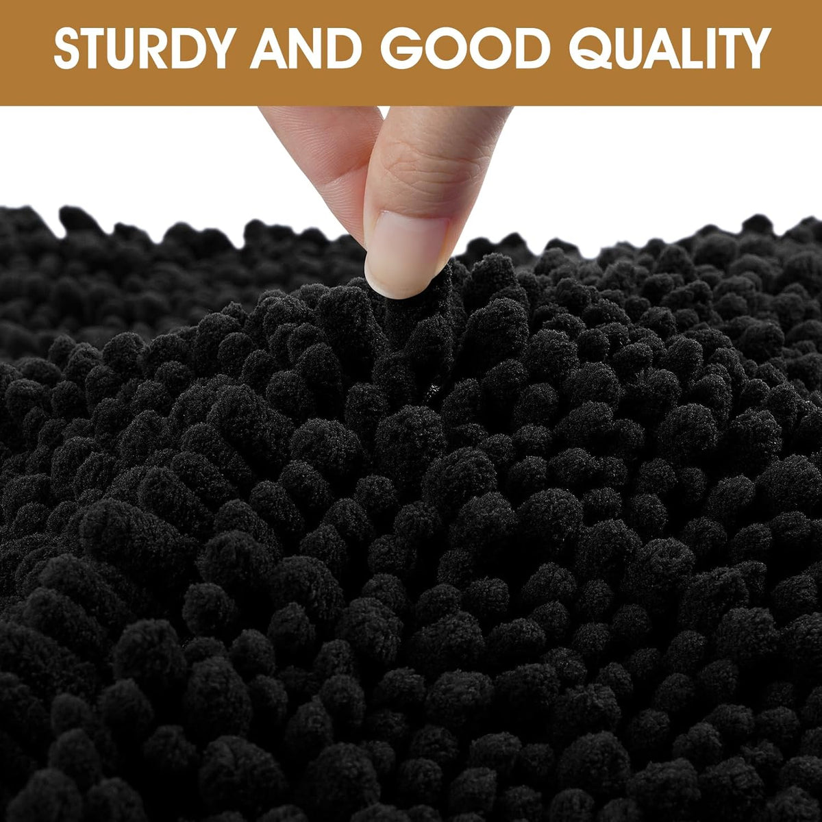 IM HOME Extra Large Dog Door Mats for Muddy Paws, Chenille Absorbent Dog Mats, Non Slip Heavy Mud Mat for Dogs, Soft Pet Mat for Entryway, Mud Paws, Inside Floor,71" x 25", Black