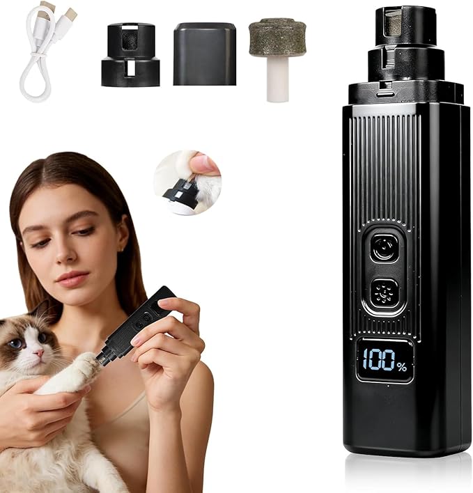 2026 New Cat Nail Trimmer - 2 Adjustable Speeds, 360° Grinding, Ultra Quiet Under 40dB, Safe Powerful Pet Nail Grooming Tool for All Cats & Dogs (Black)
