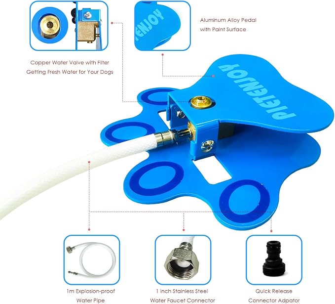 Automatic pet waterers - Paw Activated for LargeDogs, AluminumAlloy Step-On Pet Water Dispenser, Easy to Operate & Provides Fresh Drinking Water with Sprinkler Fun