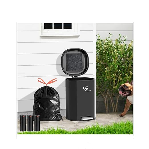 Dog Poop Trash Can, 18L/4.76 Gal Stainless Steel Kitchen Garbage Can, Recycling or Waste Bin, Soft Close, Step-On Pedal, Removable Inner Bucket & Free Waste Bags (Trash Can)