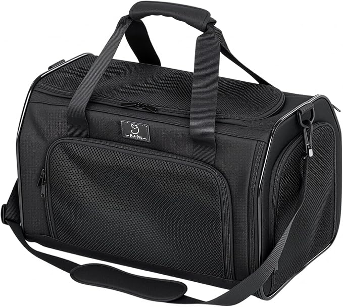 Airline Approved Pet Carrier for Small Dogs & Cats Up to 15lbs, Soft-Sided, Foldable, Ventilated, TSA Travel Bag with Fleece Pad, Safety Straps, Washable Portable Cat Dog Airline Travel Tote