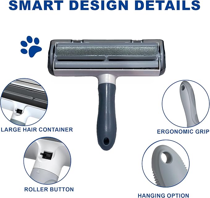 Reusable Pet Hair Remover Roller – Self-Cleaning Lint Brush with Built-in Container, No Refills – for Couch, Furniture, Bedding, Rugs & Car Seats