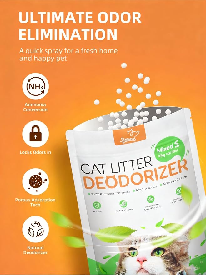 Cat Litter Deodorizer, Pet Odor Eliminator, Cat Toilet Tray Smell Control Remover, Extends Litter Life, Suitable for All Litter Types, 15.9 oz (Pack of 3)