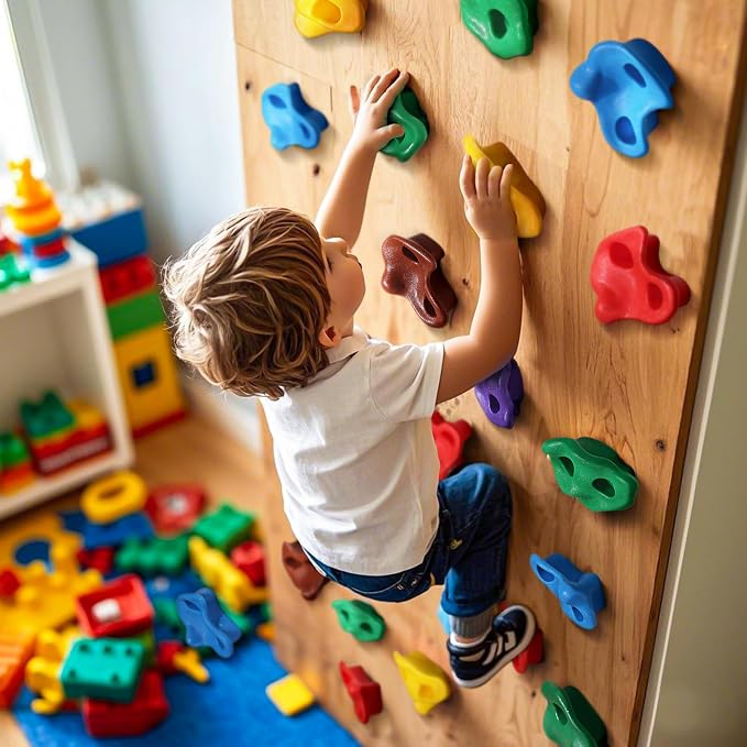 TOPNEW 25PCS Rock Climbing Holds for Kids, Large Climbing Holds for Play Set, Swingset - Adult Rock Wall Holds with Mounting Hardware for Indoor Outdoor Rock Climbing Wall