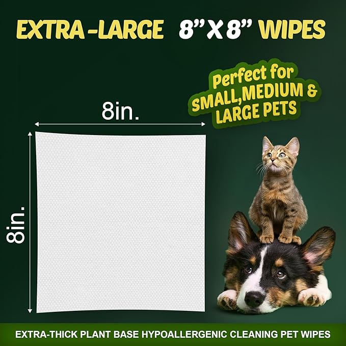 Petazy Dog Wipes for Paws and Butt Ears Eyes | Unscented Natural Pet Wipes for Dogs | Hypoallergenic Dog Wipes Cleaning Deodorizing | Extra Thick Plant Based Wipes Dogs Cats Pets | 100 Count
