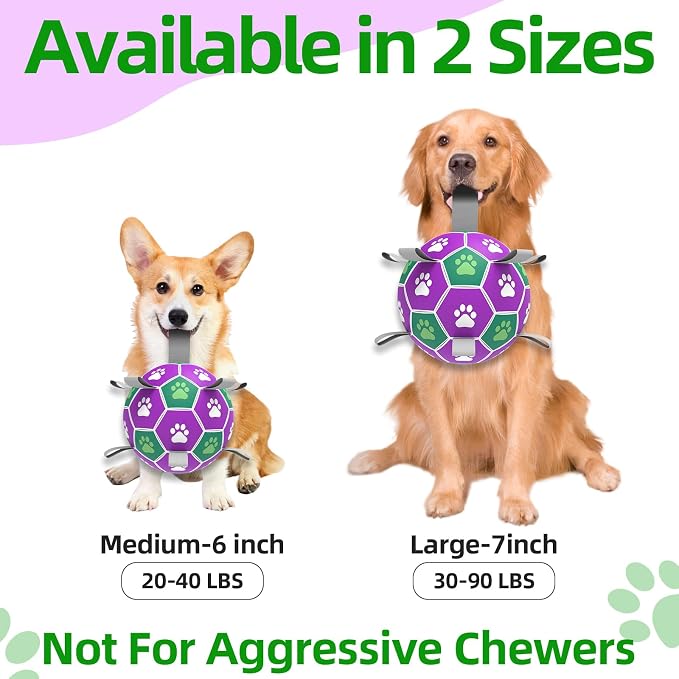 Diman Dog Toy Balls, Soccer Ball for Dogs with Straps, Outdoor Pet Toys, Puppy Birthday Gifts for Small Meidum, Interactive Dogs Toy for Tug of War(6 Inch)