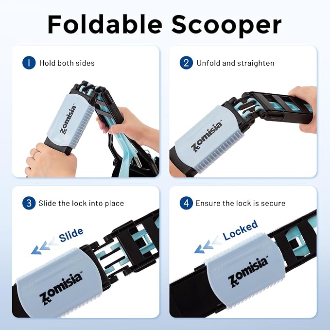ZOMISIA 32" Pooper Scooper with Waste Bags - Poop Scooper for Large Dogs with Long Handle High Strength Material and Durable Spring for Yard, 30 Count Poop Bags
