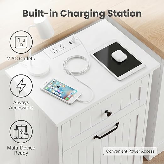 13 Gallon Tilt Out Trash Can Cabinet with Drawer, Hidden Trash Bin Storage | Cabinet with Drawers for Kitchen, Bathroom and Laundry Room