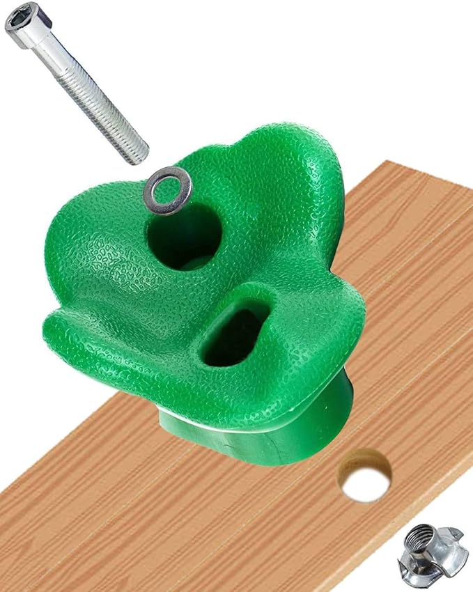 KINSPORY 20pc Rock Wall Climbing Holds for Kid, Play Set Climber Attachment | Colourful anti-slip pig nose rocks, two blue handles, complete mounting hardware for indoor outdoor playground building