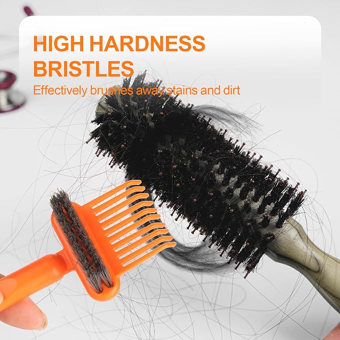 Hair Brush Comb Cleaning Tool Comb,2-in-1 Hair Brush Cleaner Tool, Portable Remover Rake for Removing Hair Dust, Home and Salon Use (Orange)