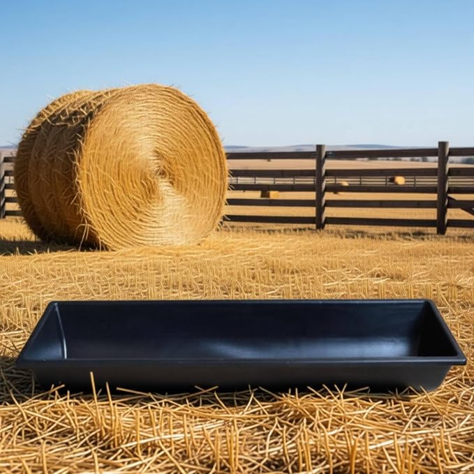 Livestock Container Feed Basin Trough Bin Heavy-Duty Engineer Plastics with Open Top for Fast Access and Low Profile Smooth Finish for Quick Wash and, White, Thickened