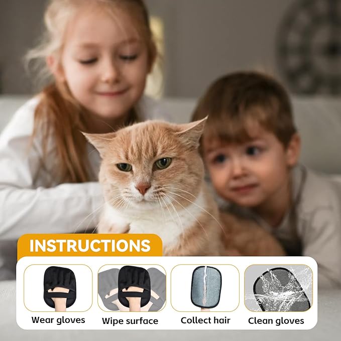 KENDINIX Valentines Day Gifts 3 Packs Pet Hair Removal Glove,Pet Hair Remover for Cat & Dog,New Upgraded Electrostatic Gloves Pet Hair,Reusable Electro Static Pet Hair Remover Electrostatic Gloves