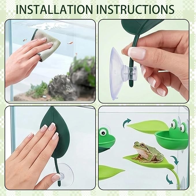 6-Piece African Dwarf Frog Tank Accessories, Reptile Basking Platform Set for Tree Frog Terrarium Decorations and Betta Leaf Resting Spots