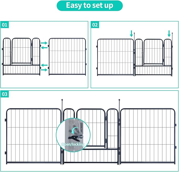 Dog Playpen,Portable Outdoor Dog Fence, Dog Playpen for Large/Medium/Small Dogs, Dog Fences for The Yard,with Doors Foldable Metal (24 inch, 24 Panels)