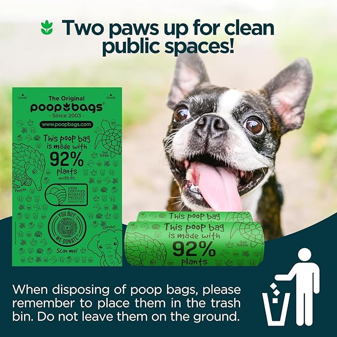 The Original Poop Bags® 92% Plant-Based Dog Waste Bags, USDA Certified Biobased, Extra-Large & Leak-Proof, Single Bulk Roll (600 Count (Pack of 3))
