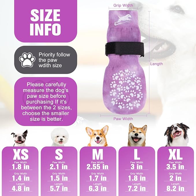 EXPAWLORER Anti Slip Dog Socks to Prevent Licking Paws, Dog Shoes for Hot Pavement, Dog Booties for Small Medium Large Senior Dogs, Traction Control Boots & Paw Protectors for Hardwood Floors