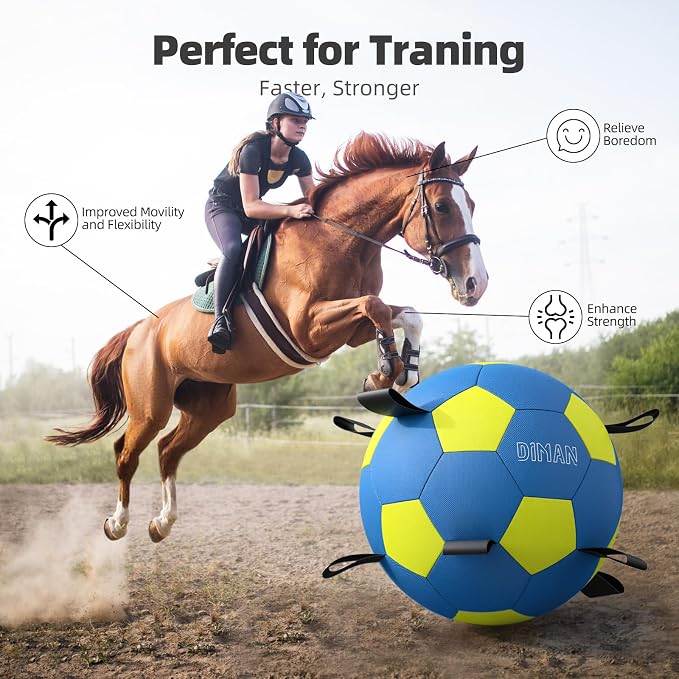 Diman Herding Ball for Dogs: 25 Inch Horse Balls for Outdoor Play, Large Dog Toys Balls for Australian Shepherd, Dogs or Horses, Blue Yellow