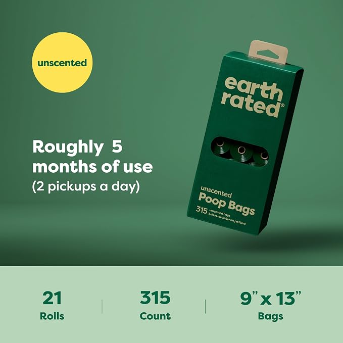 Earth Rated Perfect Dog-Walking Bundle - Includes 1 Poop Bag Dispenser and 315 Leak-Proof Extra Thick Waste Bags, Unscented