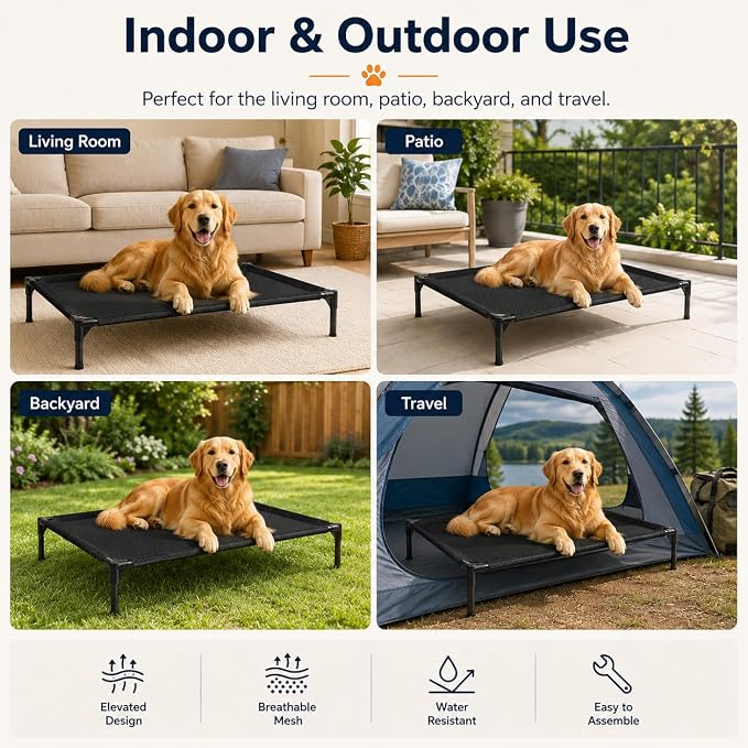 Elevated Dog Bed, Breathable Mesh Raised Pet Cot, | For Dogs, Elevated Design
