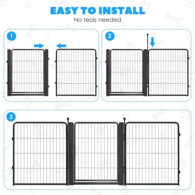 FreePet Dog Playpen for Indoor, Yard, RV Camping, 32 inch 8 Panels for Small and Puppy Dogs, Black│Patented (Black)