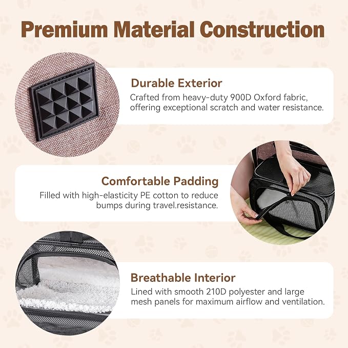 Cat Carrier Soft Sided, Expandable Pet Carrier for Medium Small Pets, Collapsible Travel Carrier with Hard Shell, 360° Panoramic Mesh, Washable Waterproof Pad | – 17.3×13.8×9.4 (Blue)
