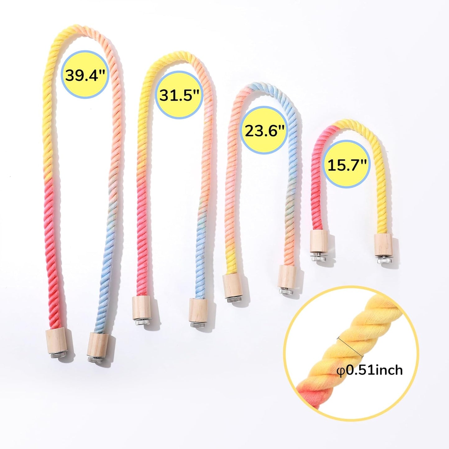 Multi-Color Rope Bird Perch Toys for Parrot Cage Stand, Climbing Swing Accessories for Cockatiel, Parakeets, Budgies, Lovebirds, Conures, Finches - 15.7 inch