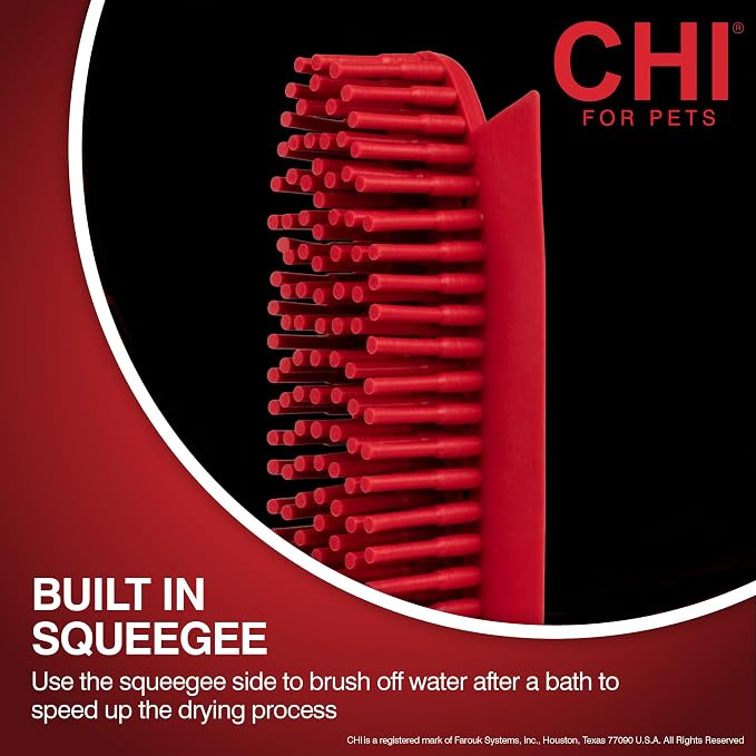CHI for Dogs Rubber Fur Accumulator Brush, Dog Grooming Tool for Removing Loose Hair and Lint from Coats Furniture Clothing and Car Seats, Flexible Rubber Bristles, Easy Clean Grooming Brush