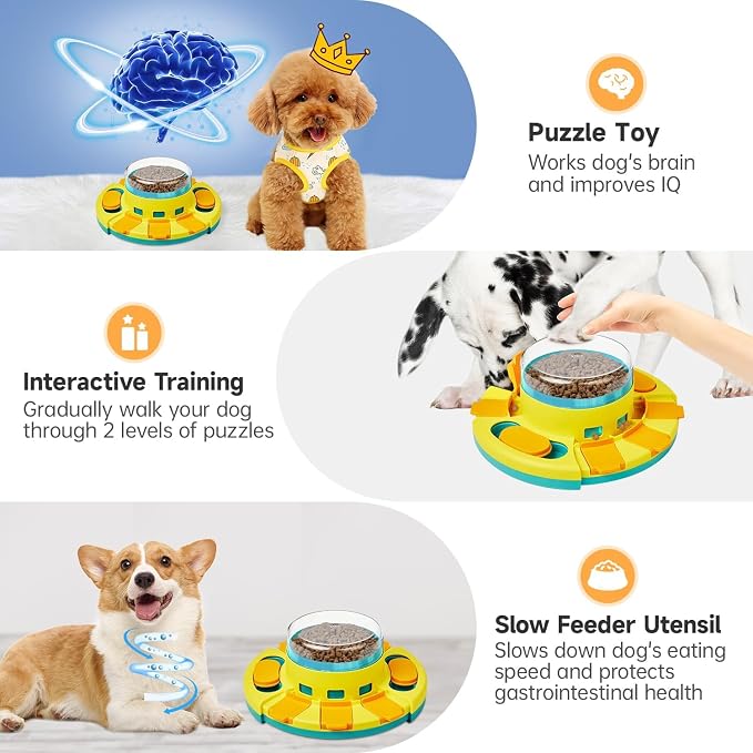 Potaroma Dog Puzzle Toy 2 Levels, Slow Feeder, Pup Food Treat Feeding Dispenser for IQ Training and Entertainment for All Breeds 4.2 Inch Height | Pup IQ Training and Entertainment for All Breeds 4.2 Inch Height