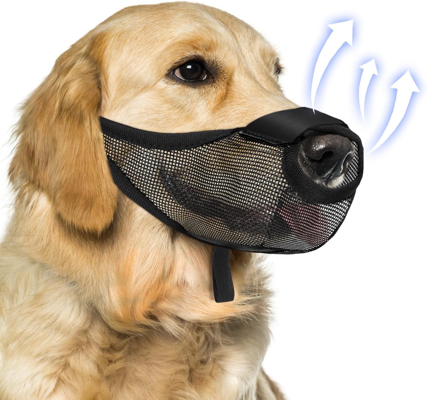 Dog Muzzle, Soft Air Mesh Muzzle for Small Medium Large Dogs Anti Biting Barking Chewing Scavenging, Breathable Adjustable Loop Pets Muzzle with Front Opening Design Allows Panting Drinking (Black,L)